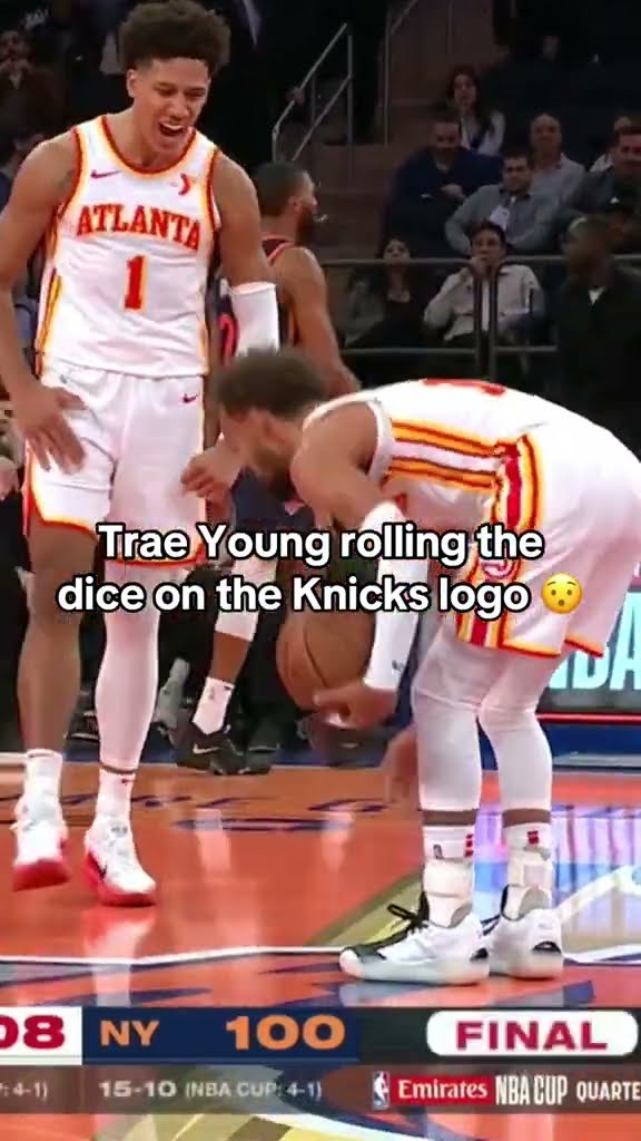 Trae Young celebrating at MSG center court ?