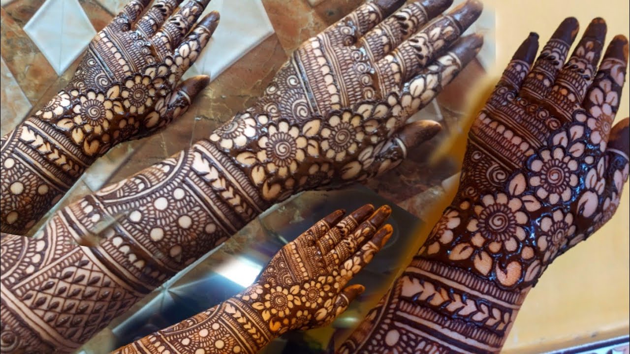 full hand bridal mehndi design for back hand || heavy bridal ...