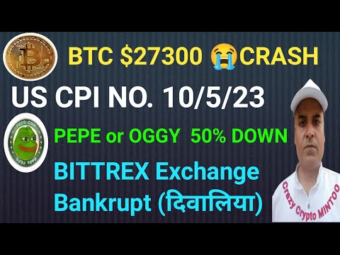BTC Crash || US CPI DATA || BITTREX EXCHANGE दिवालिया || Crazy Crypto MINTOO || PEPE, OGGY
