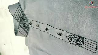 Linen kurta with silk embroidery work. screenshot 5