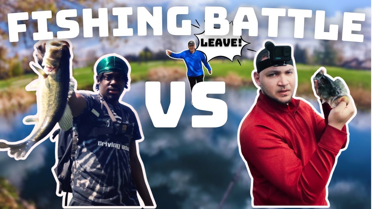 WE GOT KICKED OUT! 1V1 BASS FISHING BATTLE!!