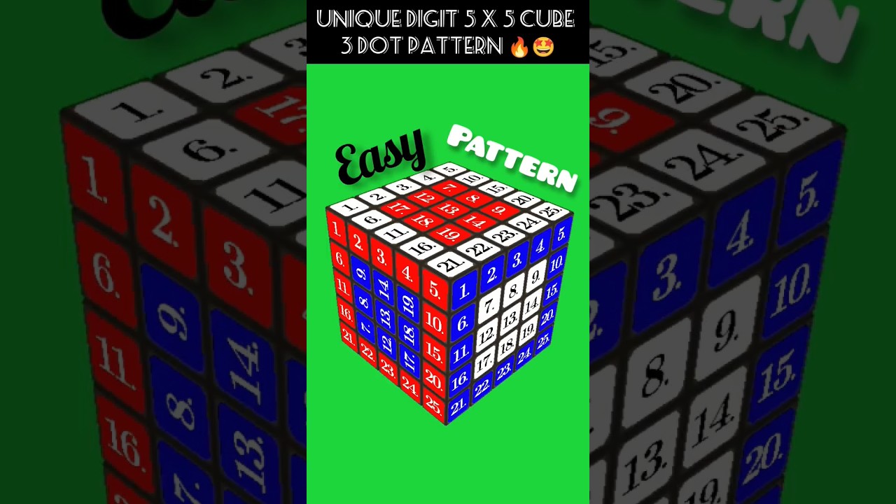 unique digit 5 by 5 cube dot pattern | 5 by 5 cube dot pattern 🔥