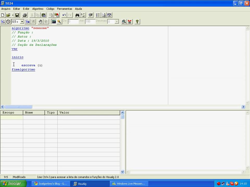 Video Aula de algoritmo - 6  (Função para ) (Soalgoritmo)