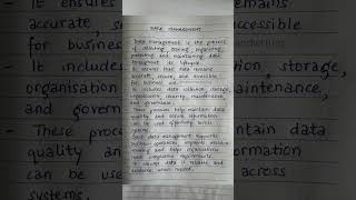 Data Management Quick Notes