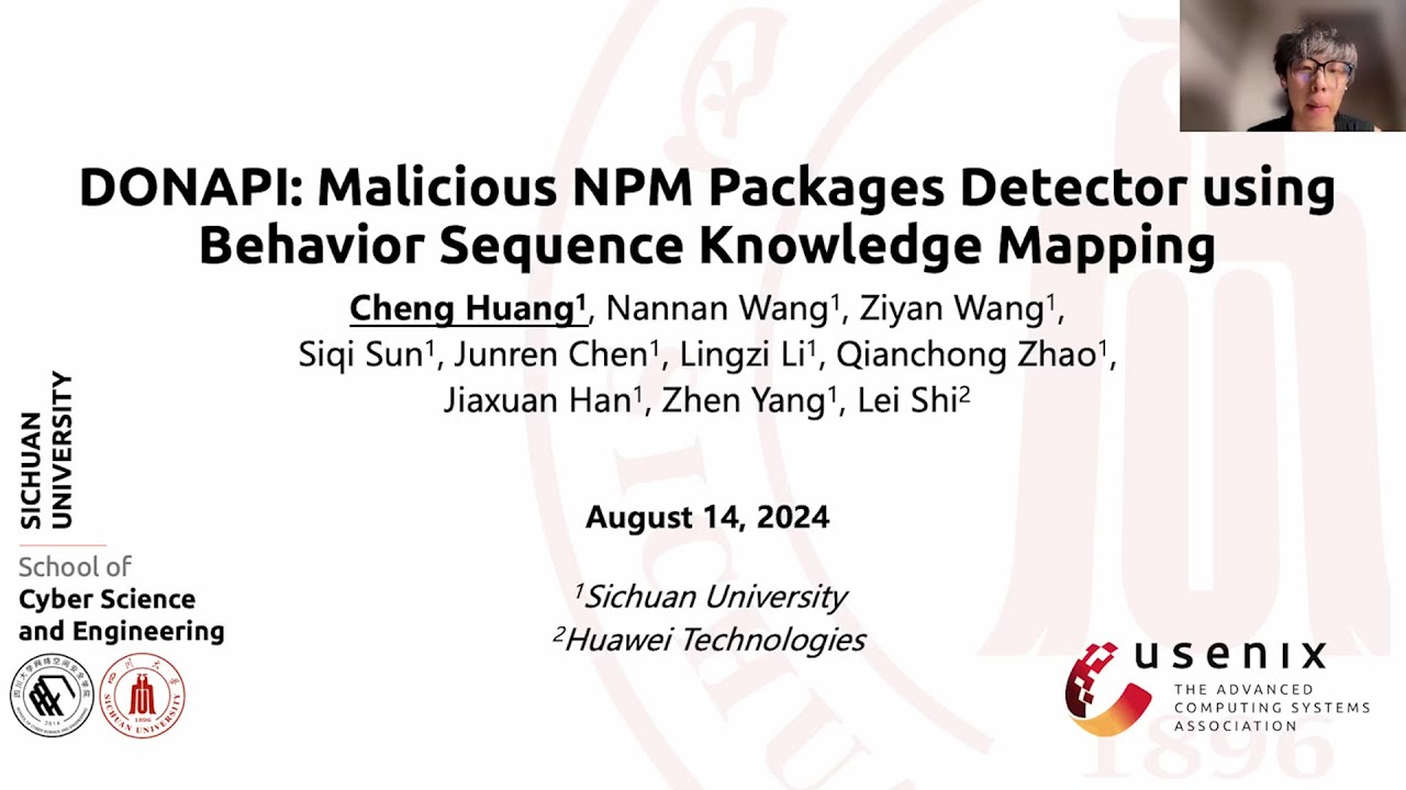 USENIX Security '24 - DONAPI: Malicious NPM Packages Detector using Behavior Sequence Knowledge...
