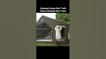 camping in Heavy ☔ with 2-Room inflatable tent ⚡Rain #foryou#trending#1mviwes#youtube#camping#tent#