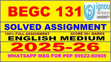 BEGC 131 solved assignment 2025-26 in English || begc 131 solved assignment 2026 || begc131 2025-26