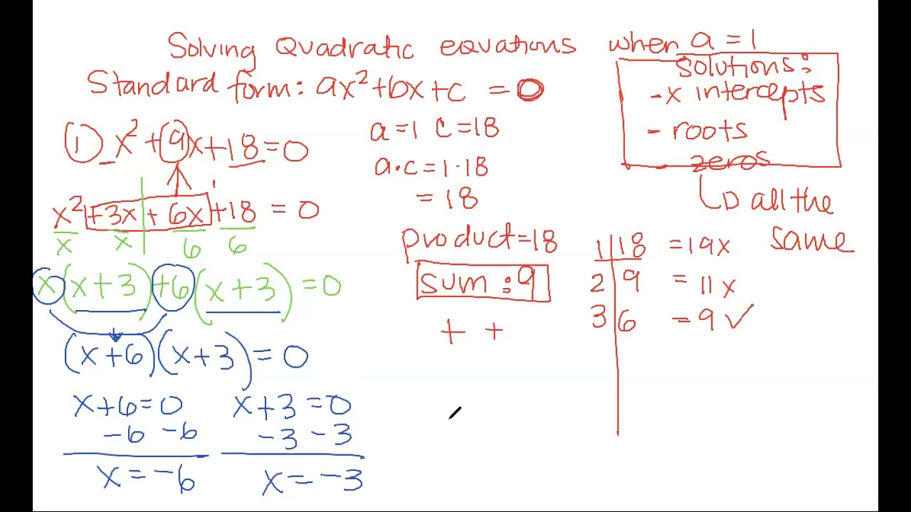 Solving quadratics, a=1 - YouTube