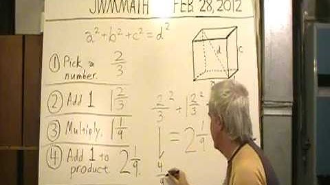 Mathematics - Sum of 3 squares equals a 4th.  Example uses fractions.