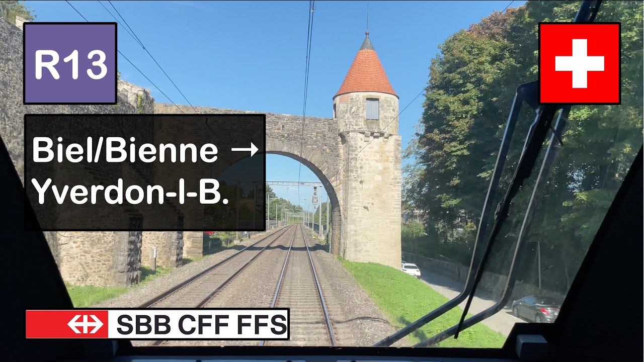 [4K] Rear Cab Ride: SBB CFF FFS | R13: Biel/Bienne → Yverdon-les-Bains | Stadler FLIRT (RABe 522.2)