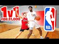 I Challenged An NBA Player 1v1 For $1,000 **BAD IDEA**