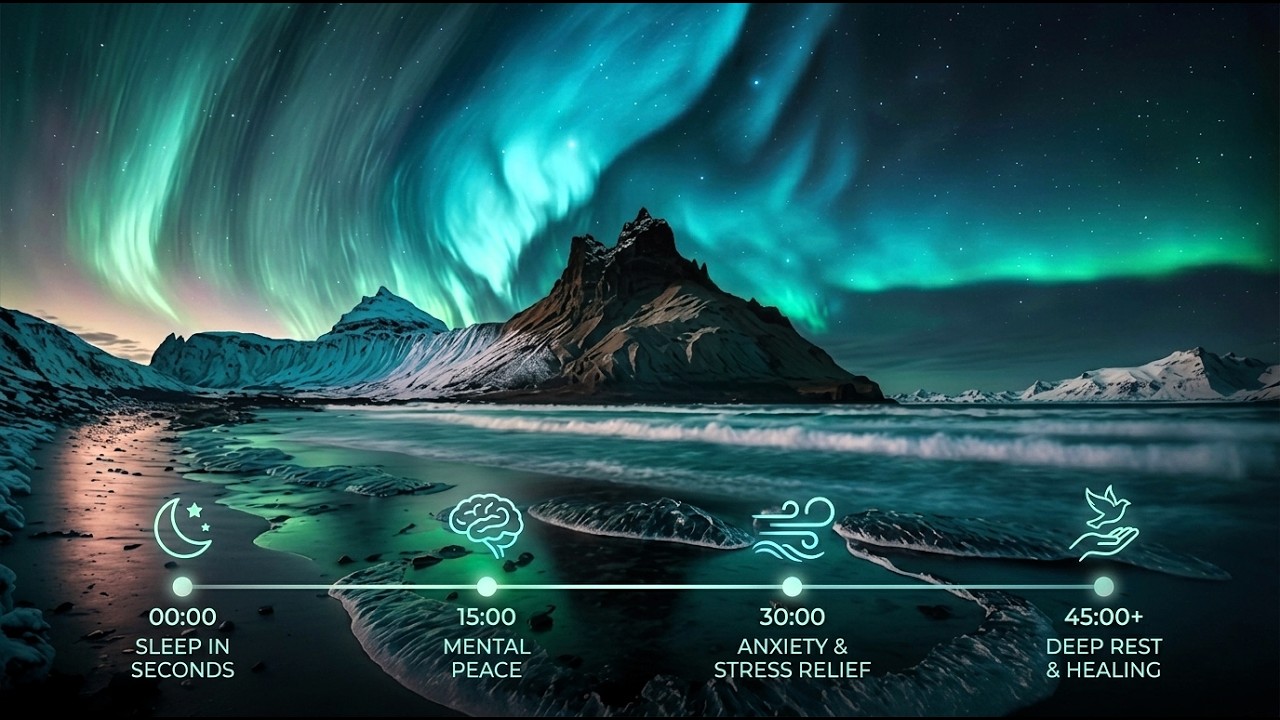 Fall Asleep in Seconds 🌌 Magical Northern Lights & Deep Sleep Music ...