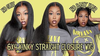 Best Kinky Straight Wig From Amazon 6X4 Closure Wig Completely Glueless Install Ft. Domiso