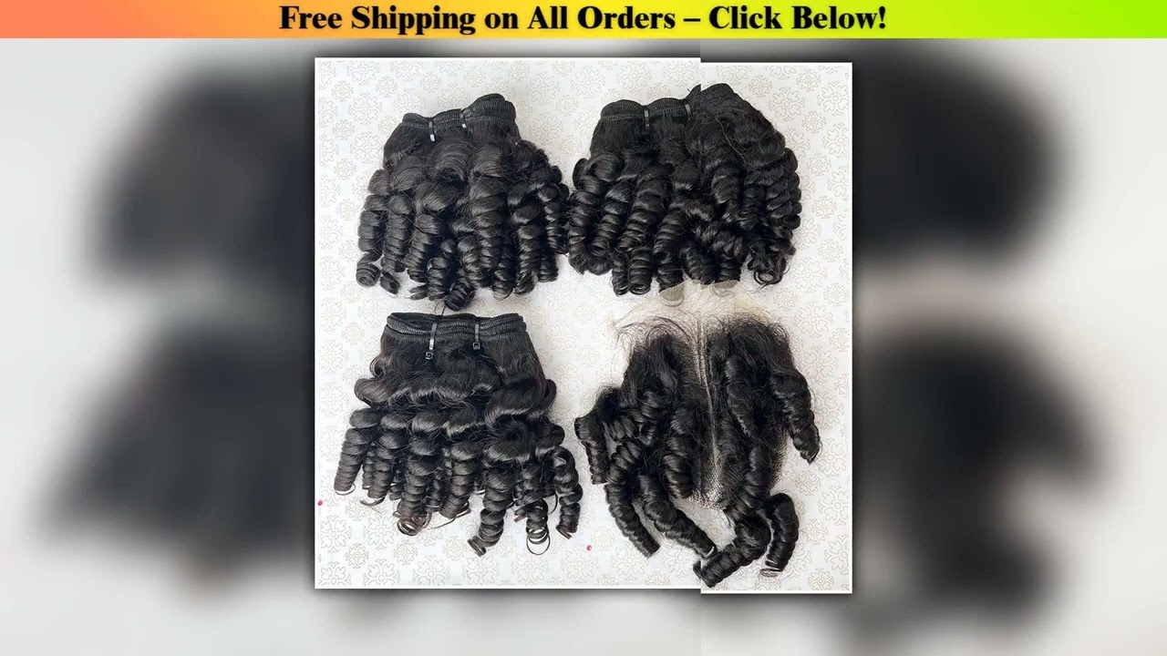 Short Bouncy Curly Hair Bundles 3 Bundle With Closure 4x4 Double Drawn Human Hair Brazilian Hair