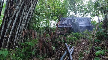 DI GUYUR HUJAN DERAS SEMALAMAN||BERMALAM DI SHELTER BAMBU