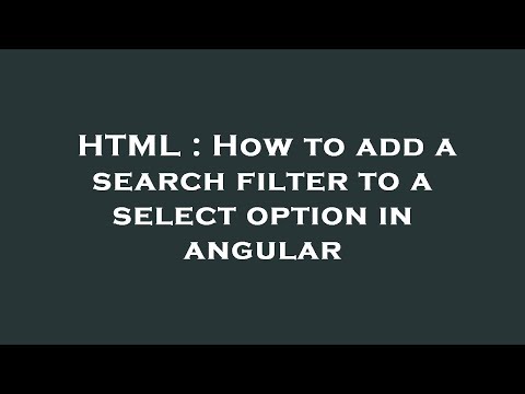 HTML : How to add a search filter to a select option in angular