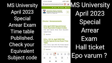 MS University April 2023 Special Arrear Exam Time table Published Breaking News !!!