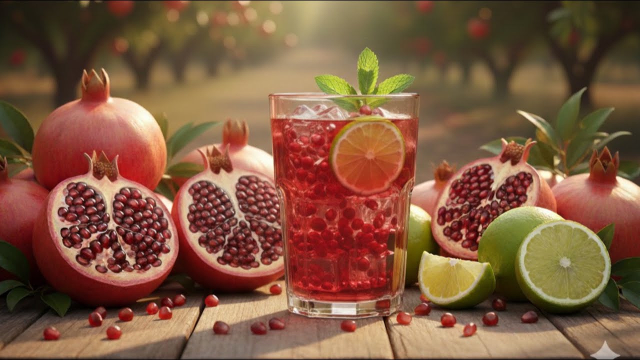 Ready in 5 minutes 🥰 | A delicious pomegranate and lemon drink