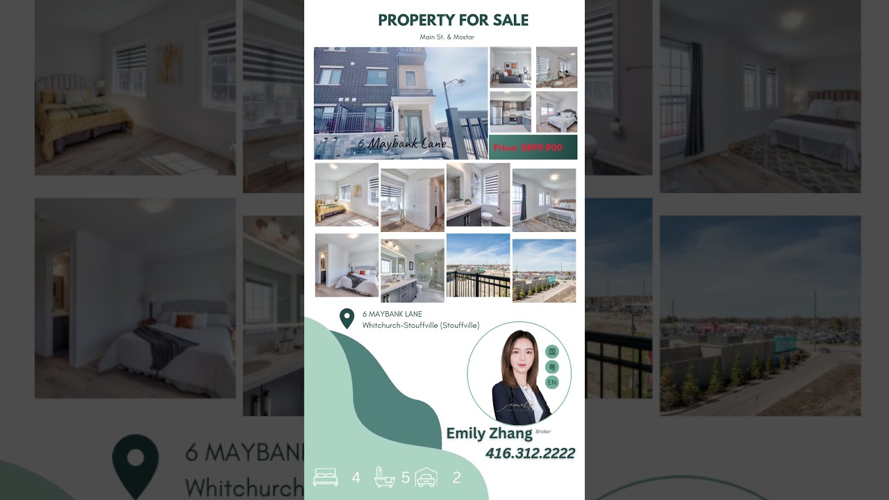 🔥 New Stouffville Listing by Emily Zhang📍6 Maybank Lane, Whitchurch-Stouffville (Stouffville)