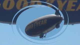The Goodyear Blimp does a fly-by