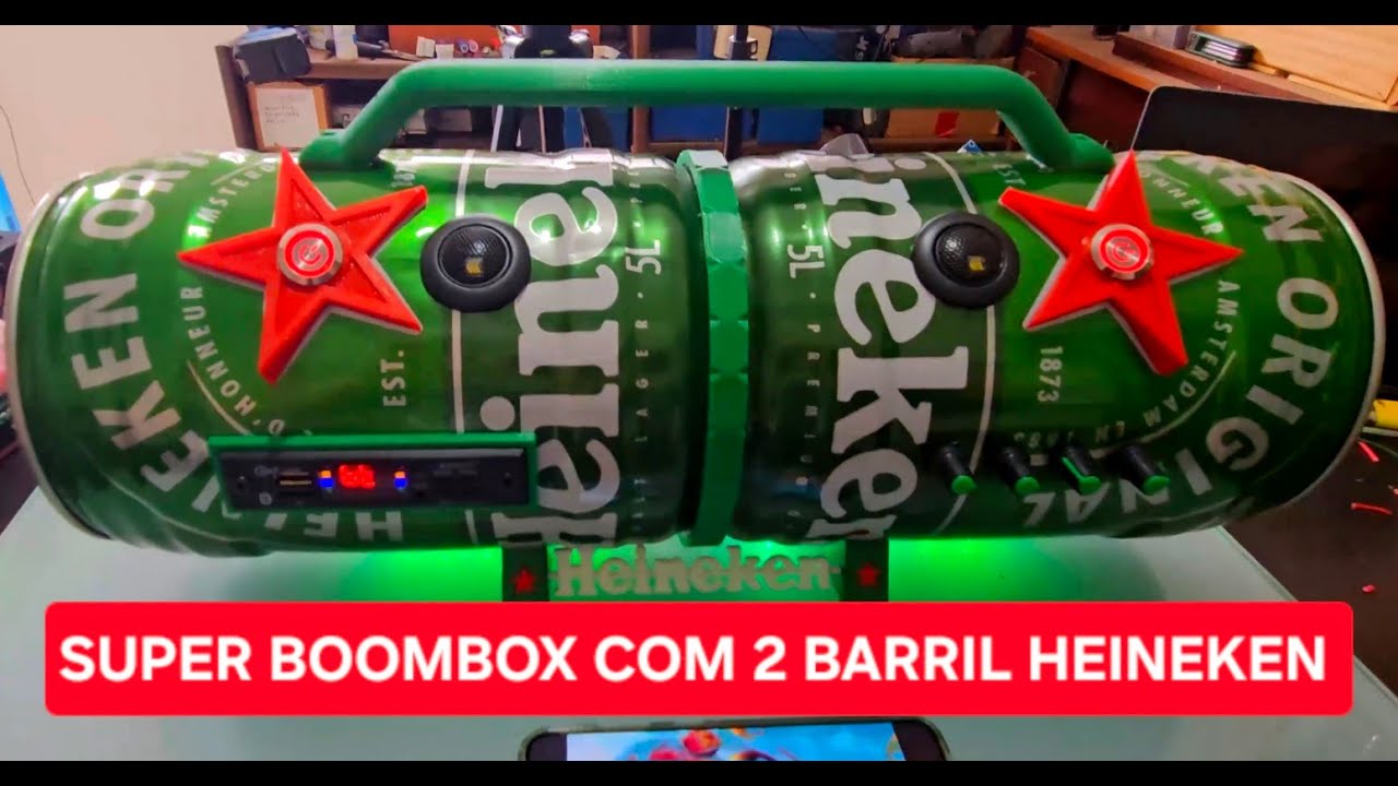 CAIXA BOOMBOX HEINEKEN COM 2 BARRIL