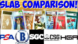 *GRADED SLAB COMPARISON* Reviewing Major Sports Card Grading Companies - PSA, BGS, SGC, CSG \& HGA!