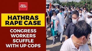 Congress Workers Scuffle With Cops As Rahul Gandhi & Priyanka Gandhi Head To Hathras | India Today