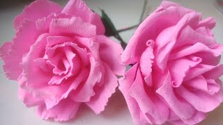 diy craft/how to make a easy paper flower using crepe paper/crepe paper flower rose