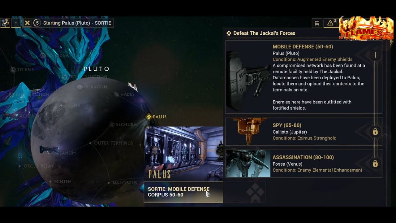 Warframe Palus (Pluto) Mission Mobile Defense level 50-60