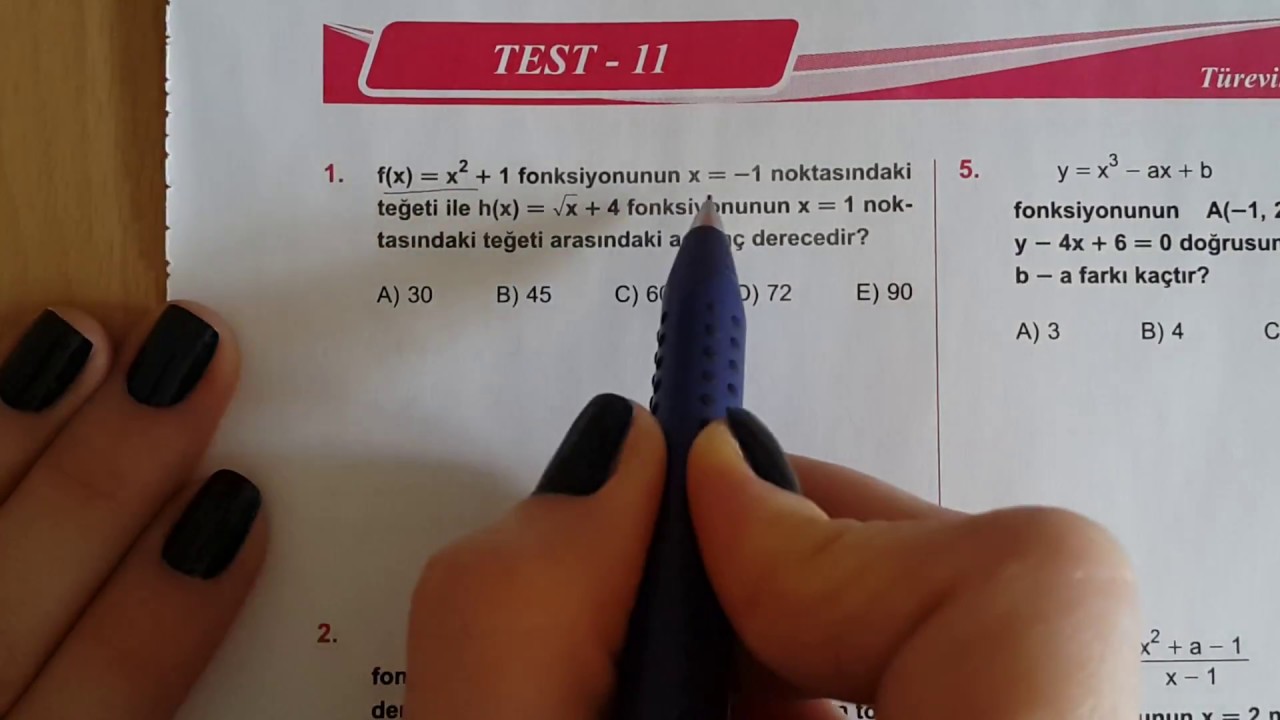 Karekok Yks Lys Matematik Turev Test 11 Cozumleri Turevin