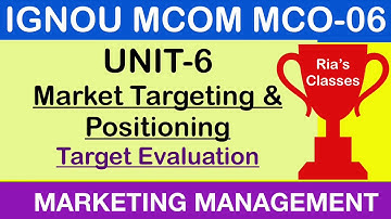 Part 2 IGNOU MCOM 2nd year | UNIT 6 | Market Targeting and Positioning | MARKETING MANAGEMENT MCO 06