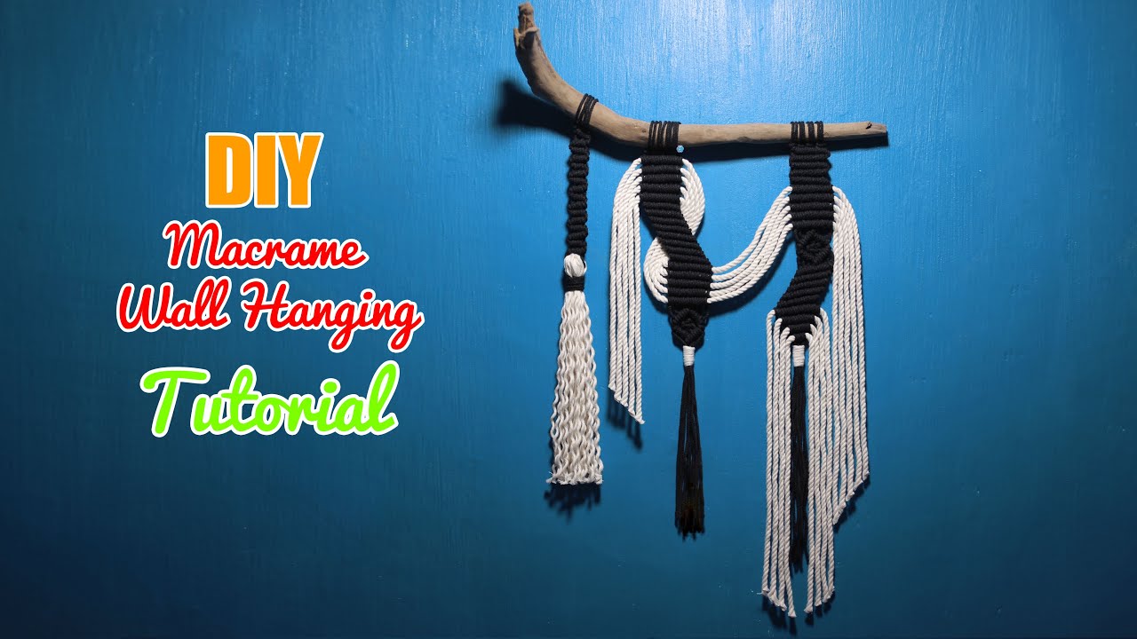 DIY 2 Colors Modern Macrame Wall Hanging on Driftwood | Macrame Design & Tutorial by LIT decor