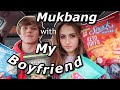 MUKBANG with my BOYFRIEND *trying weird flavored snacks*