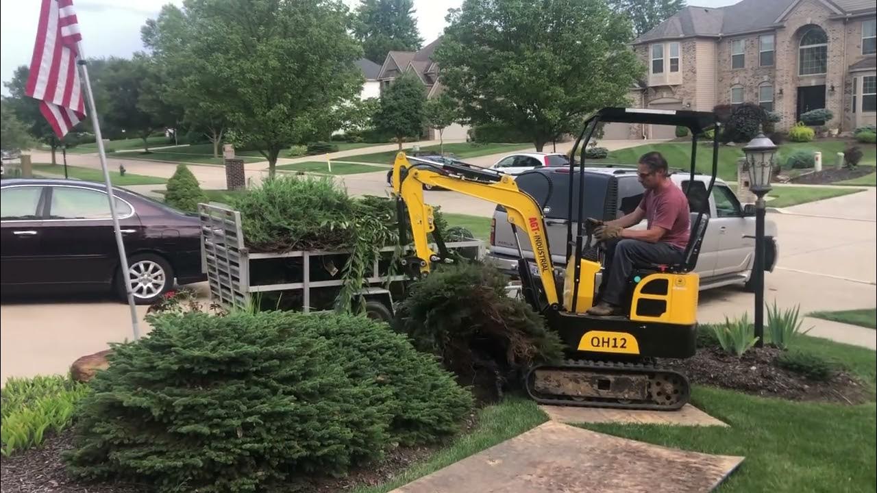Pulling shrubs with the Agrotk QH12 Chinese mini excavator YouTube