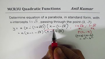 Write quadratic equation in standard form from given rational roots and a point