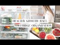 DEEP CLEANING AND ORGANIZING MY FRIDGE + HEALTHY GROCERY SHOP WITH ME