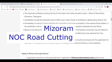 Mizoram - Apply NOC (No Objection Certificate) for Road Cutting (Permission) (Online)