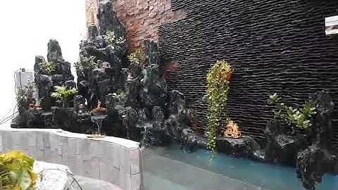 Thi công Hòn non bộ kết hợp tường nước