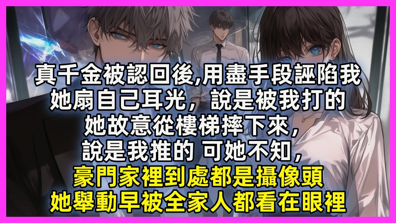 真千金被認回後，用盡手段誣陷我，她扇自己耳光，說是被我打的，她故意從樓梯摔下來，說是我推的，可她不知，豪門家裡到處都是攝像頭，她舉動早被全家人都看在眼裡