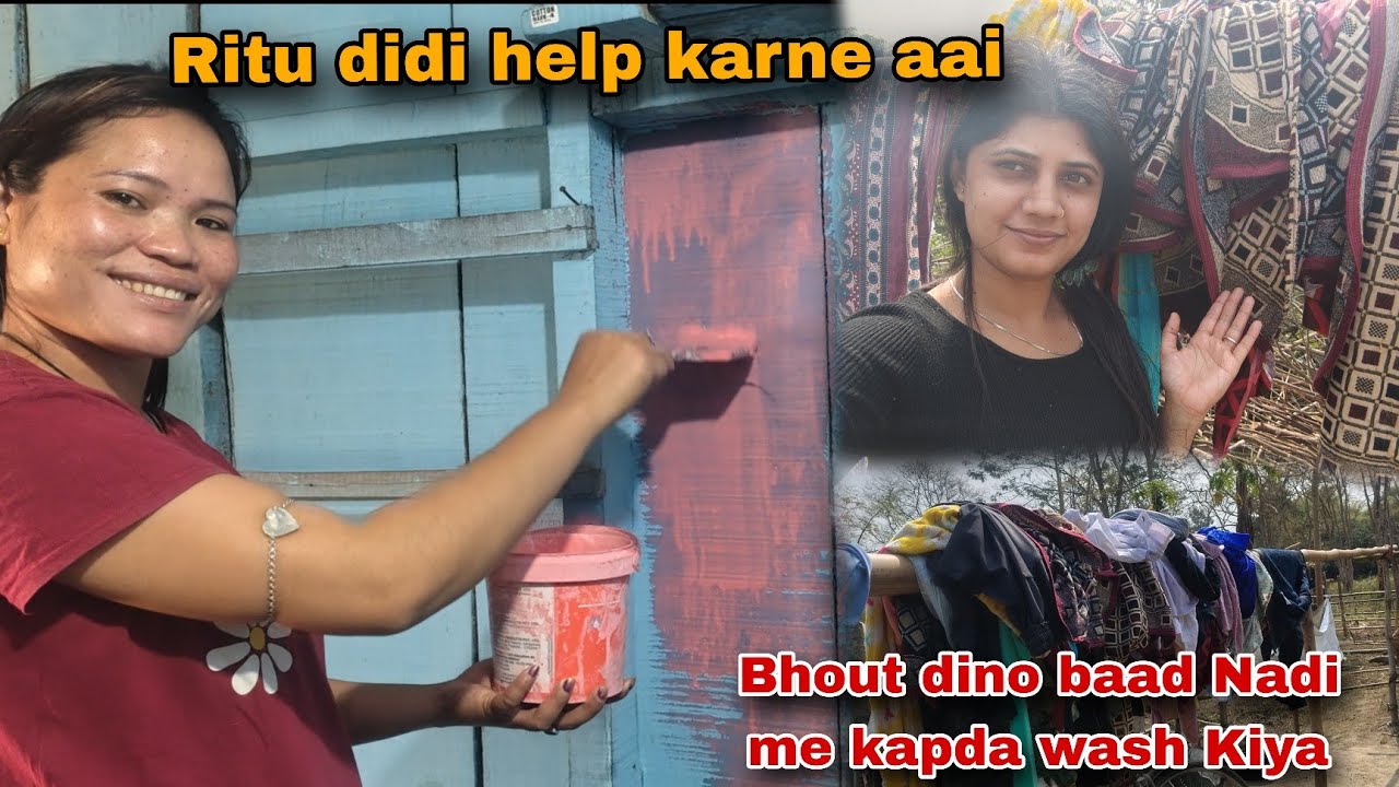 @RituDidiVlogs Help karne Aai 😀||Bhout dino ke baad Nadi me kapda wash Kiya 🩵