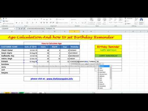 How to calculate Age from Date of Birth | How to set birthday Reminder