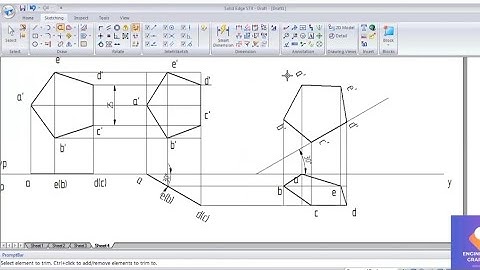 Pentagon resting on VP with corner problem no.4 & 5 from Question bank VTU ENGINEERING VISUALIZATION