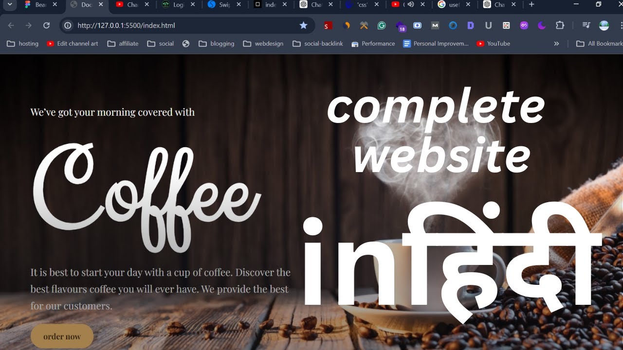Coffee Website with HTML CSS and Javascript in Hindi - YouTube