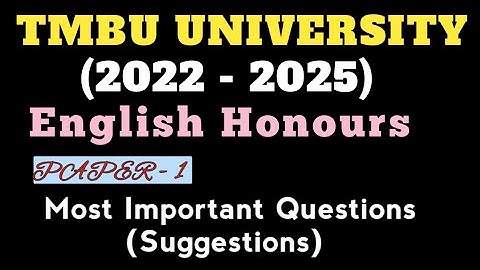 English Honours |Paper -1|Part-1|#suggestions,Important questions(2022-2025)TMBU university#tmbu