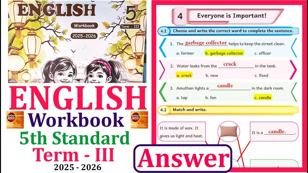 5th standard English workbook term 3 unit 4 Everyone is Important l Everyone is Important workbook