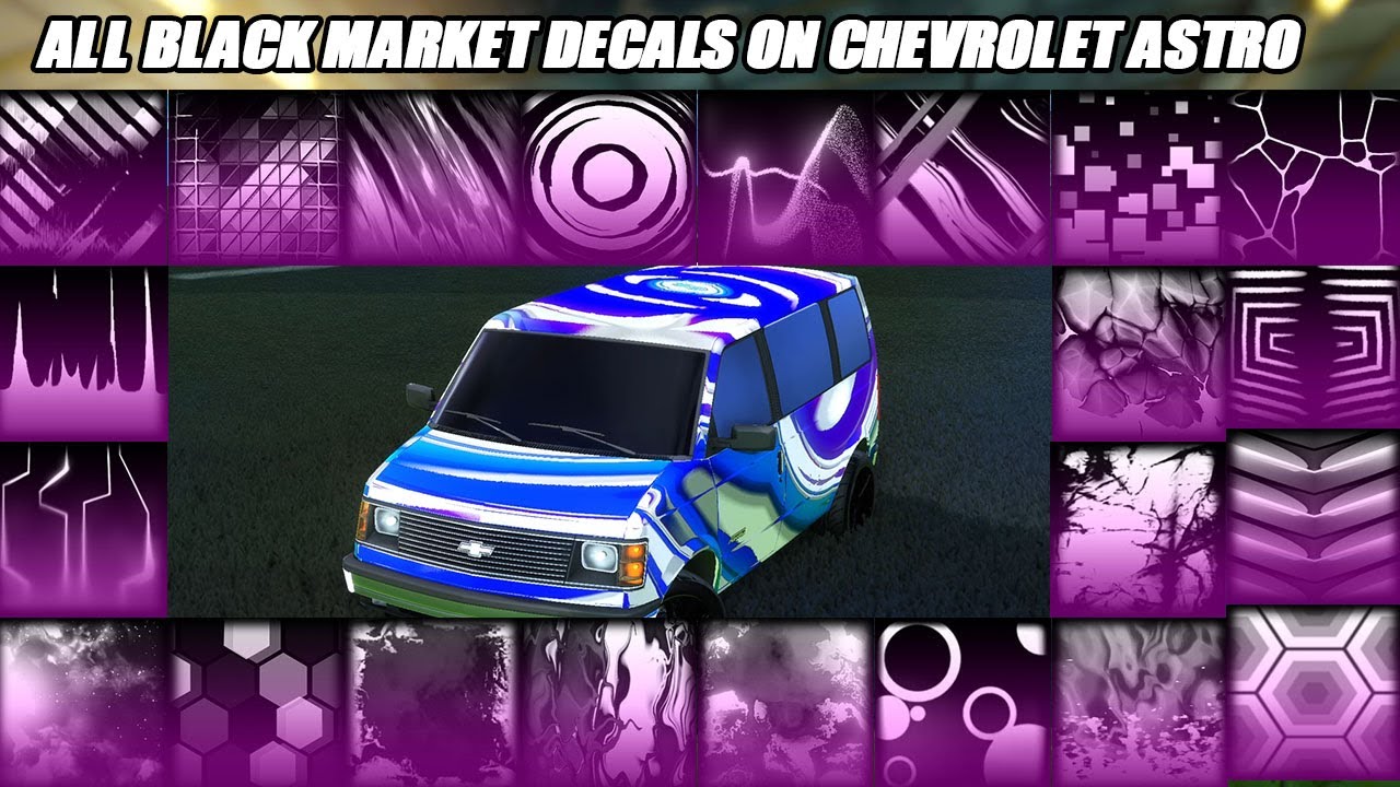 Демонстрация всех наклеек с чёрного рынка на Chevrolet Astro Van — Rocket League Showcase