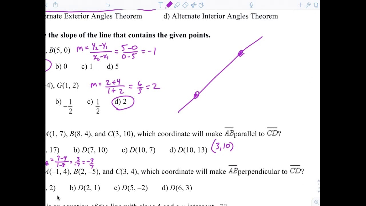 Geometry Chapter 3:1-4 review