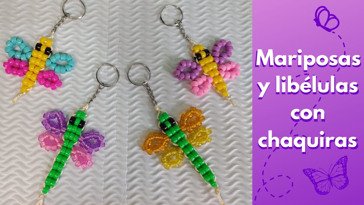 Cómo hacer mariposas y libélulas de colores con chaquiras o cuentas kandi, paso a paso!♥