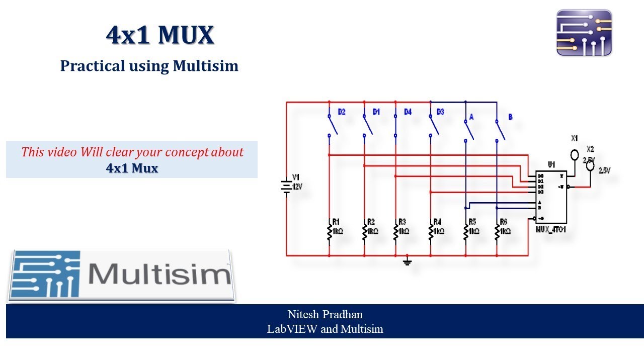 4X1 Multiplexer- Practical Using MULTISIM - YouTube