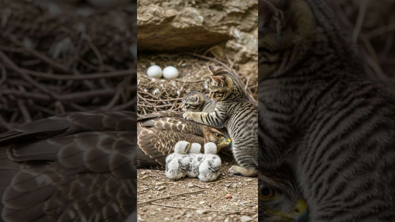 Kind Kittens Care for Baby Birds When the Unexpected Happens 